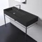 Matte Black Console Sink and Polished Chrome Stand, 40